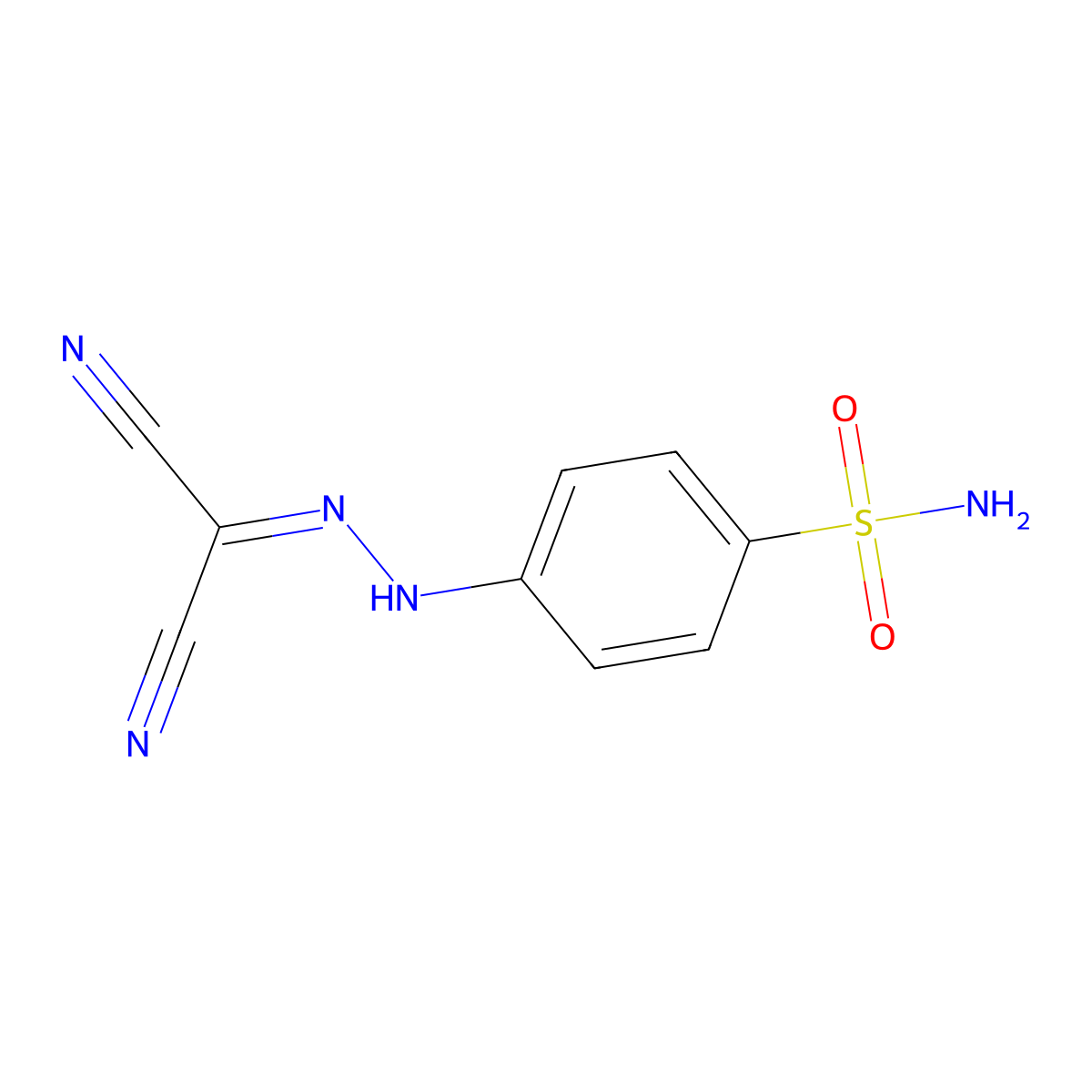 4-[2-(Dicyanomethylene)hydrazino]benzenesulfonamide molecular structure, CAS 55653-18-4