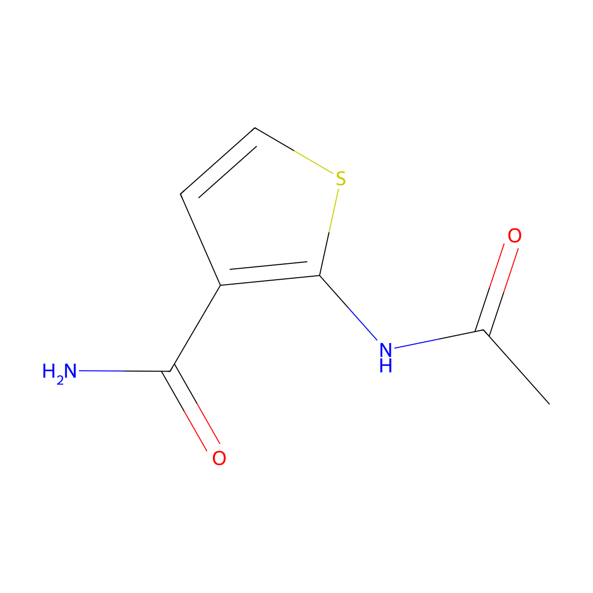 2-Acetamidothiophene-3-carboxamide molecular structure, CAS 55654-14-3