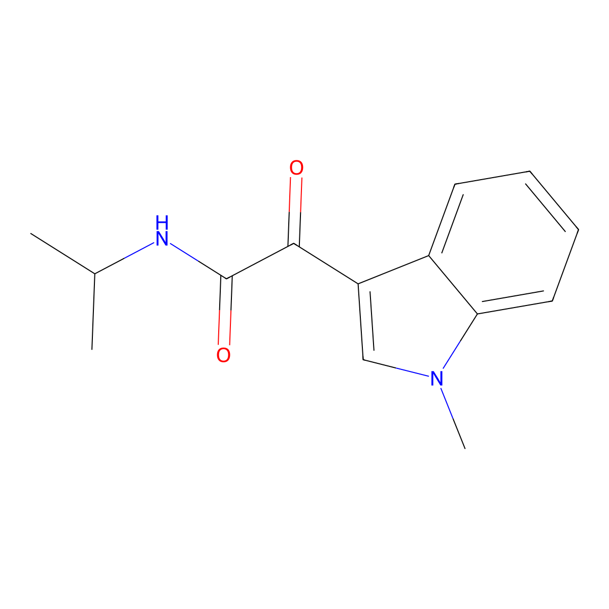 Indole-3-glyoxylamide, N-isopropyl-1-methyl- molecular structure, CAS 55654-74-5