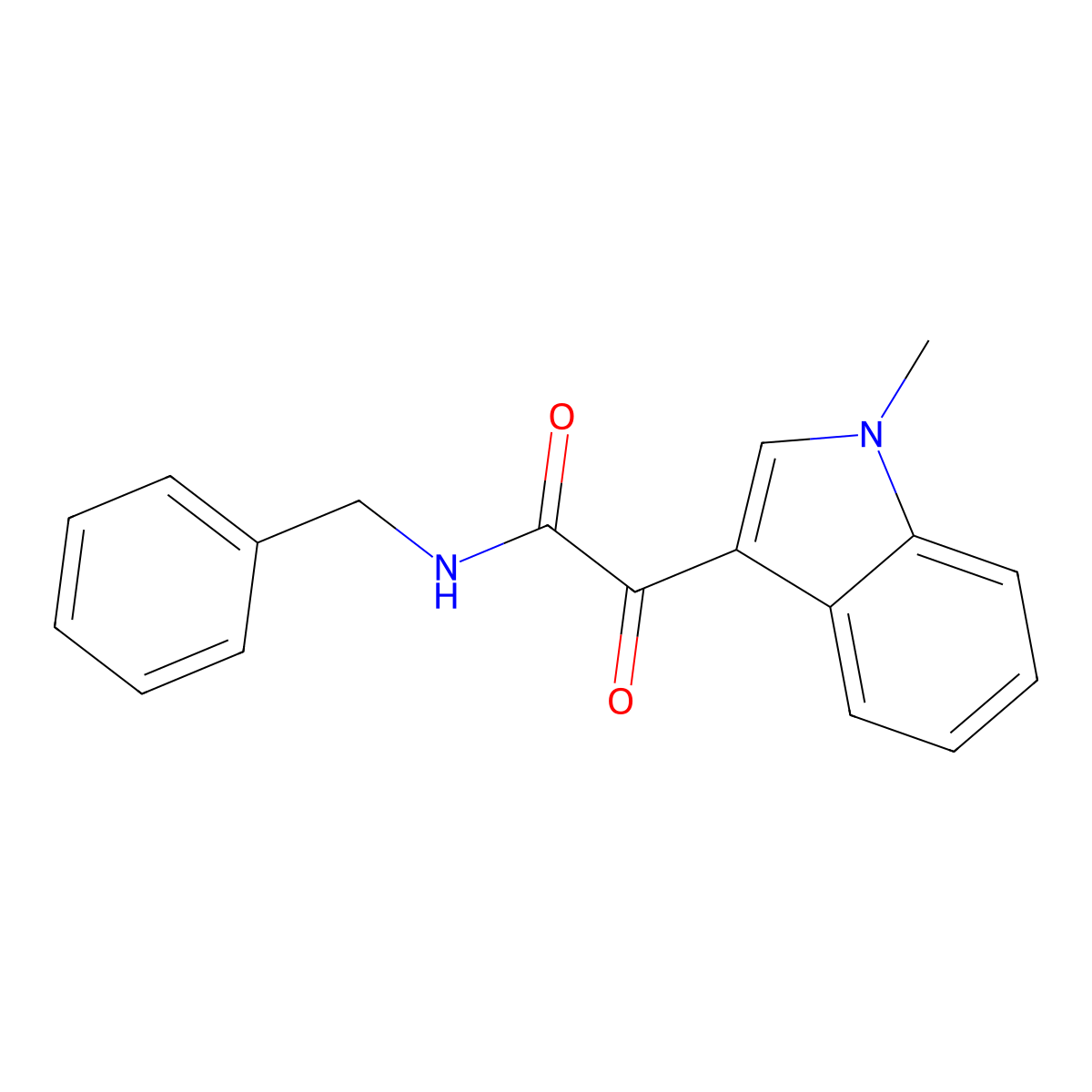 N-benzyl-2-(1-methyl-1H-indol-3-yl)-2-oxoacetamide molecular structure, CAS 55654-75-6