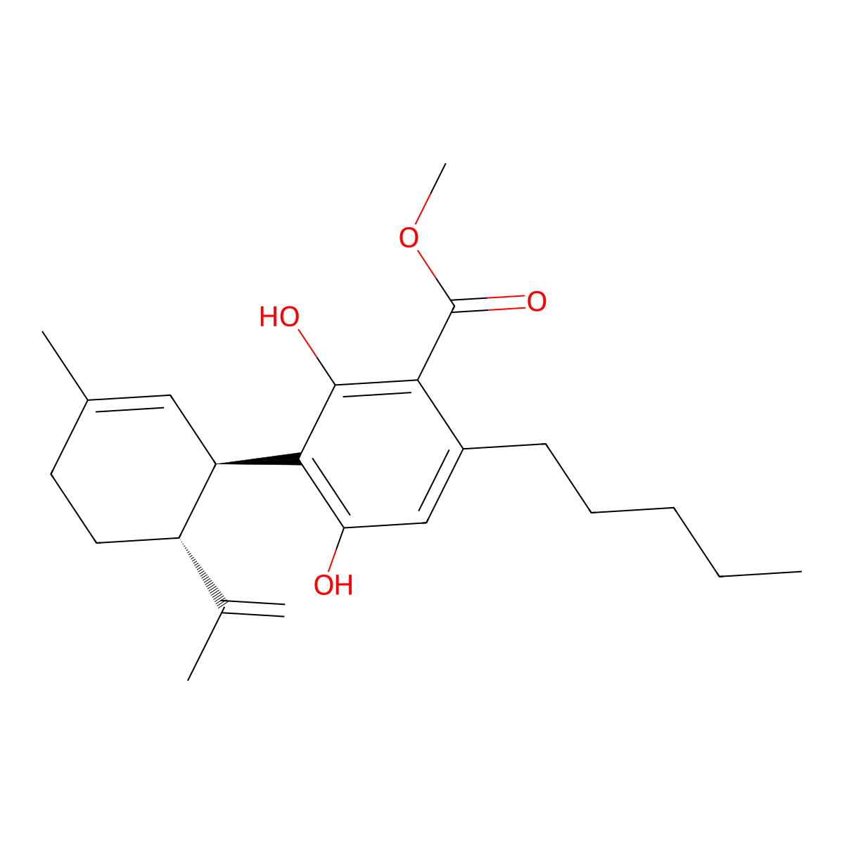 Cannabidiolic acid methyl ester molecular structure, CAS 55658-71-4