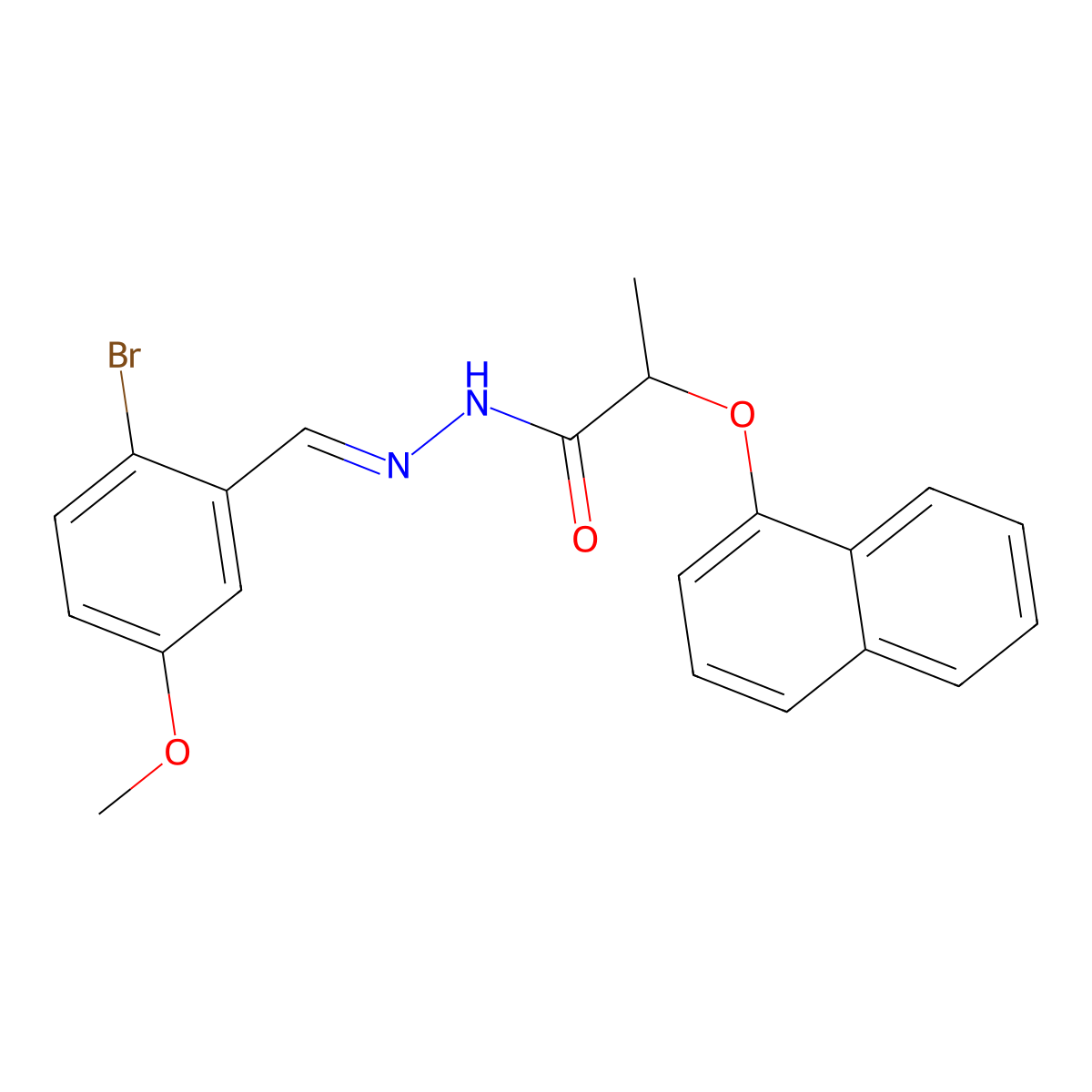 N-[(2-bromo-5-methoxy-phenyl)methylideneamino]-2-naphthalen-1-yloxy-propanamide molecular structure, CAS 5566-05-2