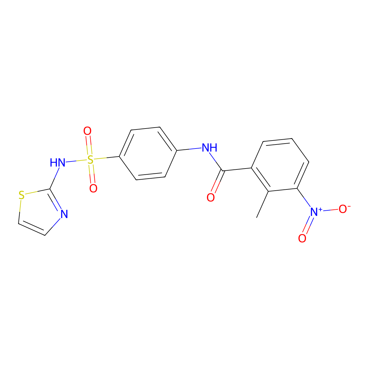 2-methyl-3-nitro-N-[4-(1,3-thiazol-2-ylsulfamoyl)phenyl]benzamide molecular structure, CAS 5566-19-8