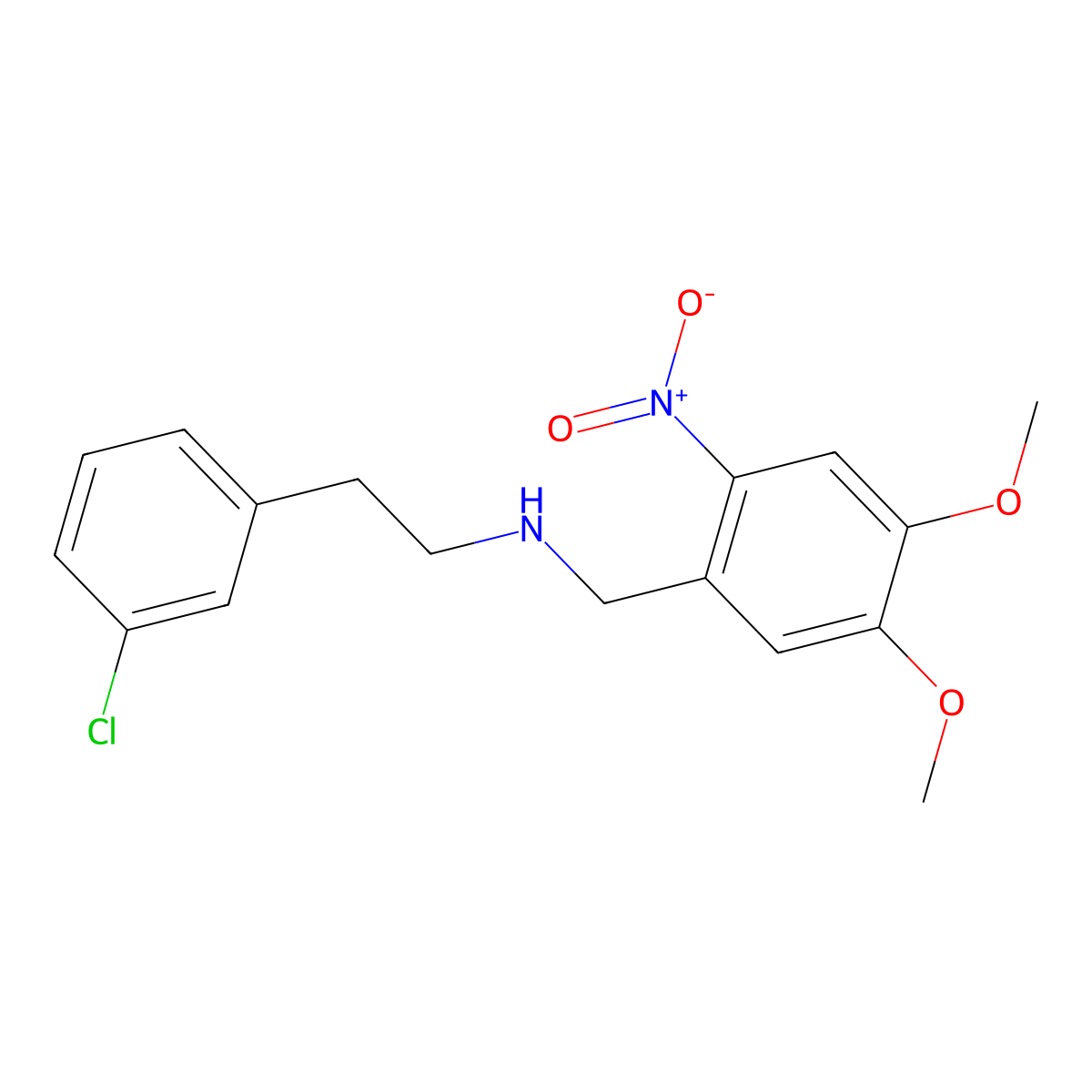 2-(3-chlorophenyl)-N-[(4,5-dimethoxy-2-nitrophenyl)methyl]ethanamine molecular structure, CAS 5566-47-2