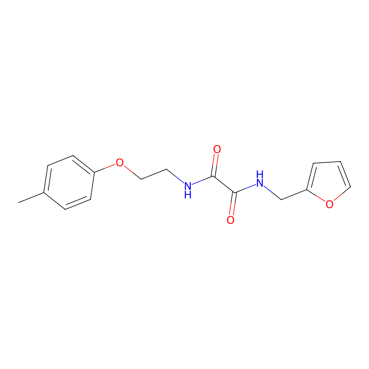 N'-(furan-2-ylmethyl)-N-[2-(4-methylphenoxy)ethyl]oxamide molecular structure, CAS 5566-87-0