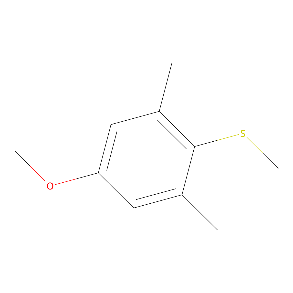 Benzene, 5-methoxy-1,3-dimethyl-2-(methylthio)- molecular structure, CAS 55661-09-1