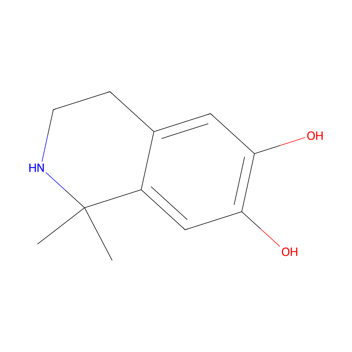 1,1-Dimethyl-1,2,3,4-tetrahydroisoquinoline-6,7-diol molecular structure, CAS 55661-23-9