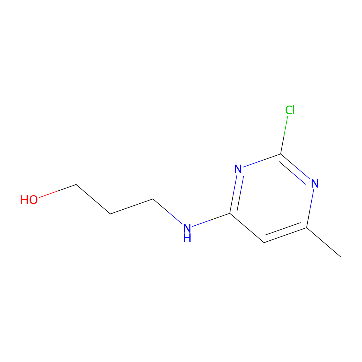 3-[(2-Chloro-6-methylpyrimidin-4-yl)amino]propan-1-ol molecular structure, CAS 55662-20-9