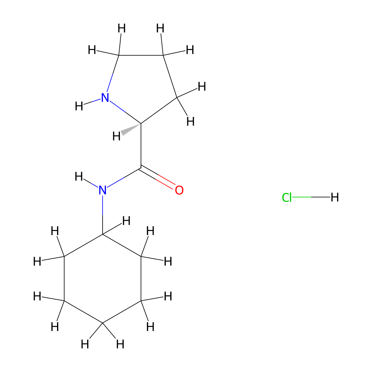 (2S)-N-cyclohexylpyrrolidine-2-carboxamide hydrochloride molecular structure, CAS 55665-49-1