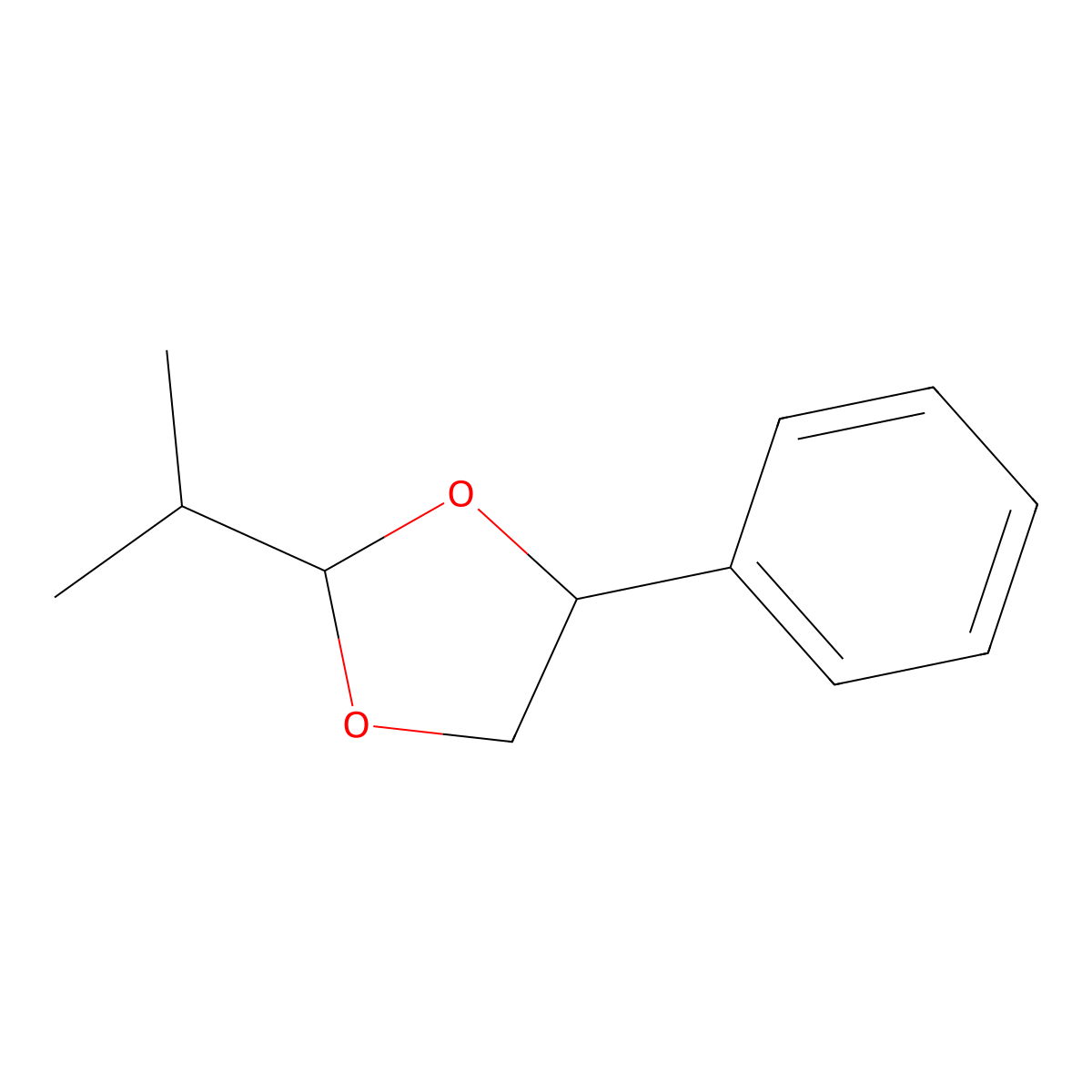 2-Isopropyl-4-phenyl-1,3-dioxolane molecular structure, CAS 55668-34-3