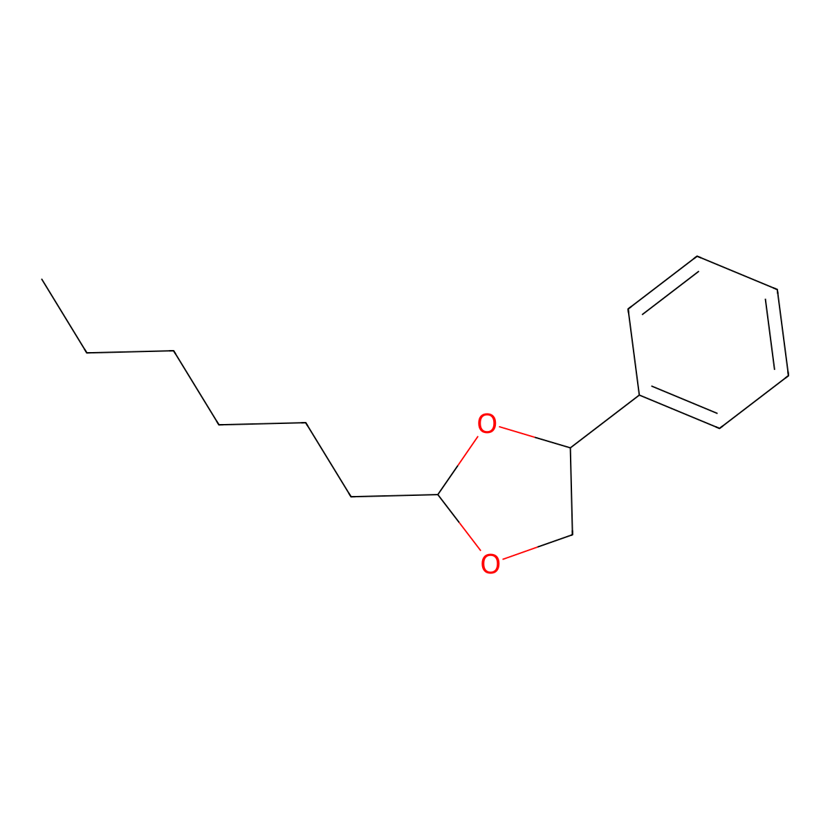 2-Hexyl-4-phenyl-1,3-dioxolane molecular structure, CAS 55668-39-8