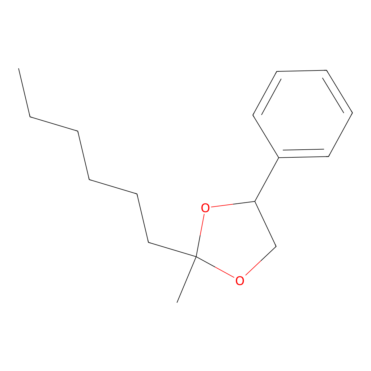 2-Hexyl-2-methyl-4-phenyl-1,3-dioxolane molecular structure, CAS 55668-45-6