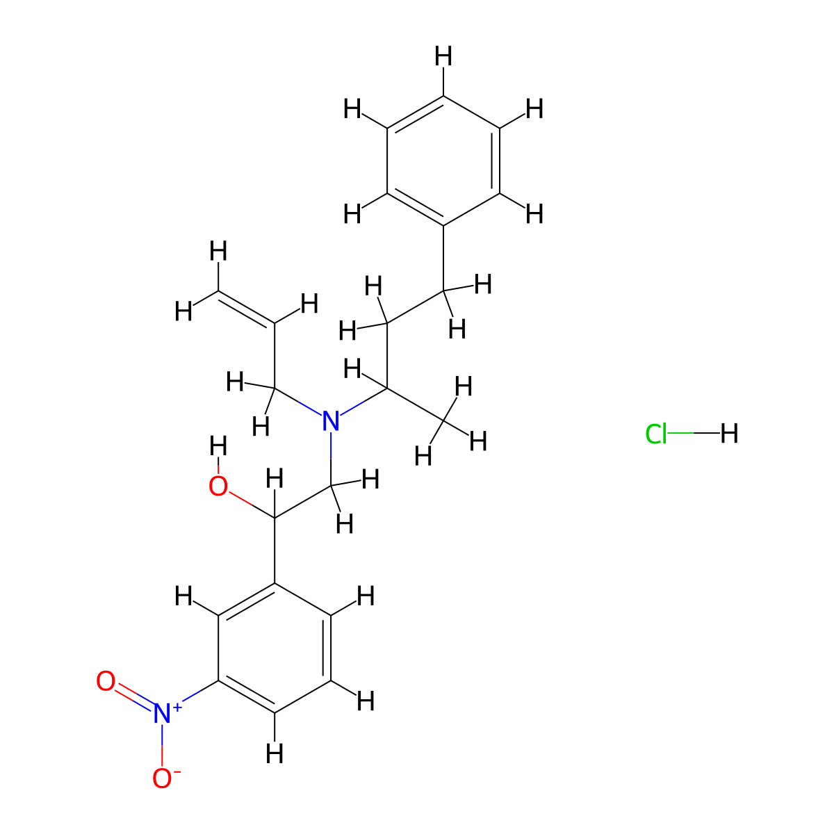 2-[Allyl-(1-methyl-3-phenyl-propyl)-amino]-1-(3-nitro-phenyl)-ethanol molecular structure, CAS 5567-56-6