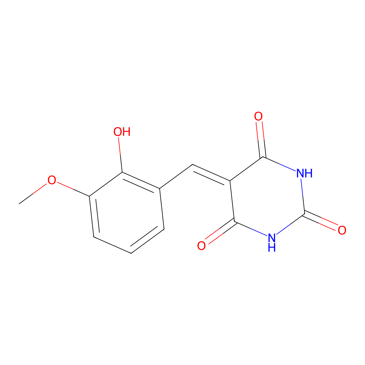 5-[(2-Hydroxy-3-methoxyphenyl)methylidene]-1,3-diazinane-2,4,6-trione molecular structure, CAS 5567-70-4