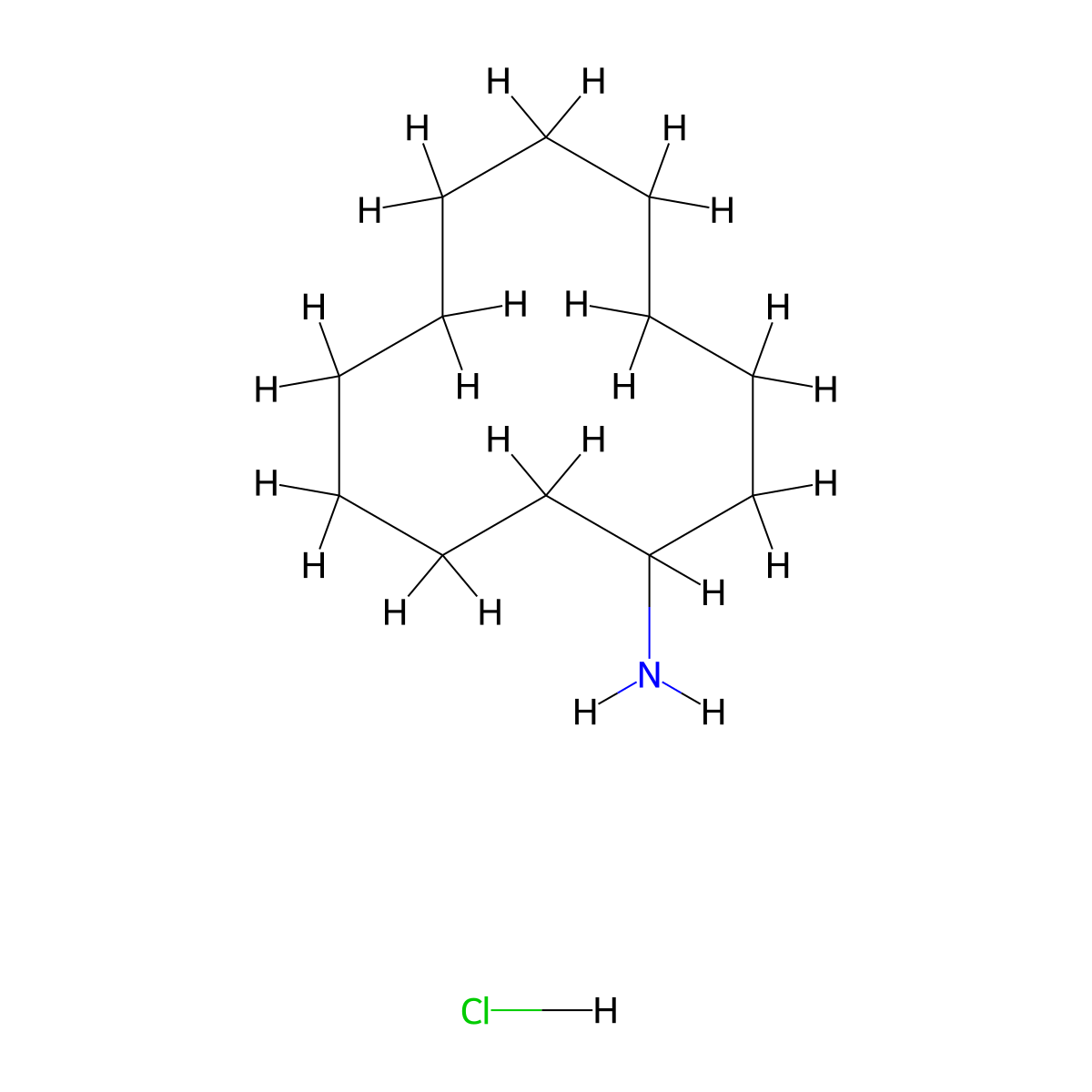 Cyclododecanamine hydrochloride molecular structure, CAS 55671-95-9