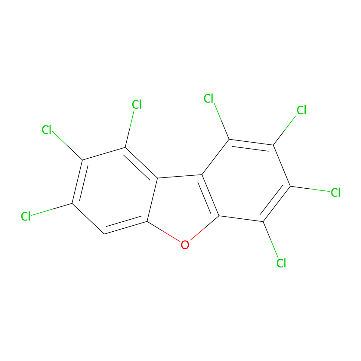 1,2,3,4,7,8,9-Heptachlorodibenzofuran molecular structure, CAS 55673-89-7