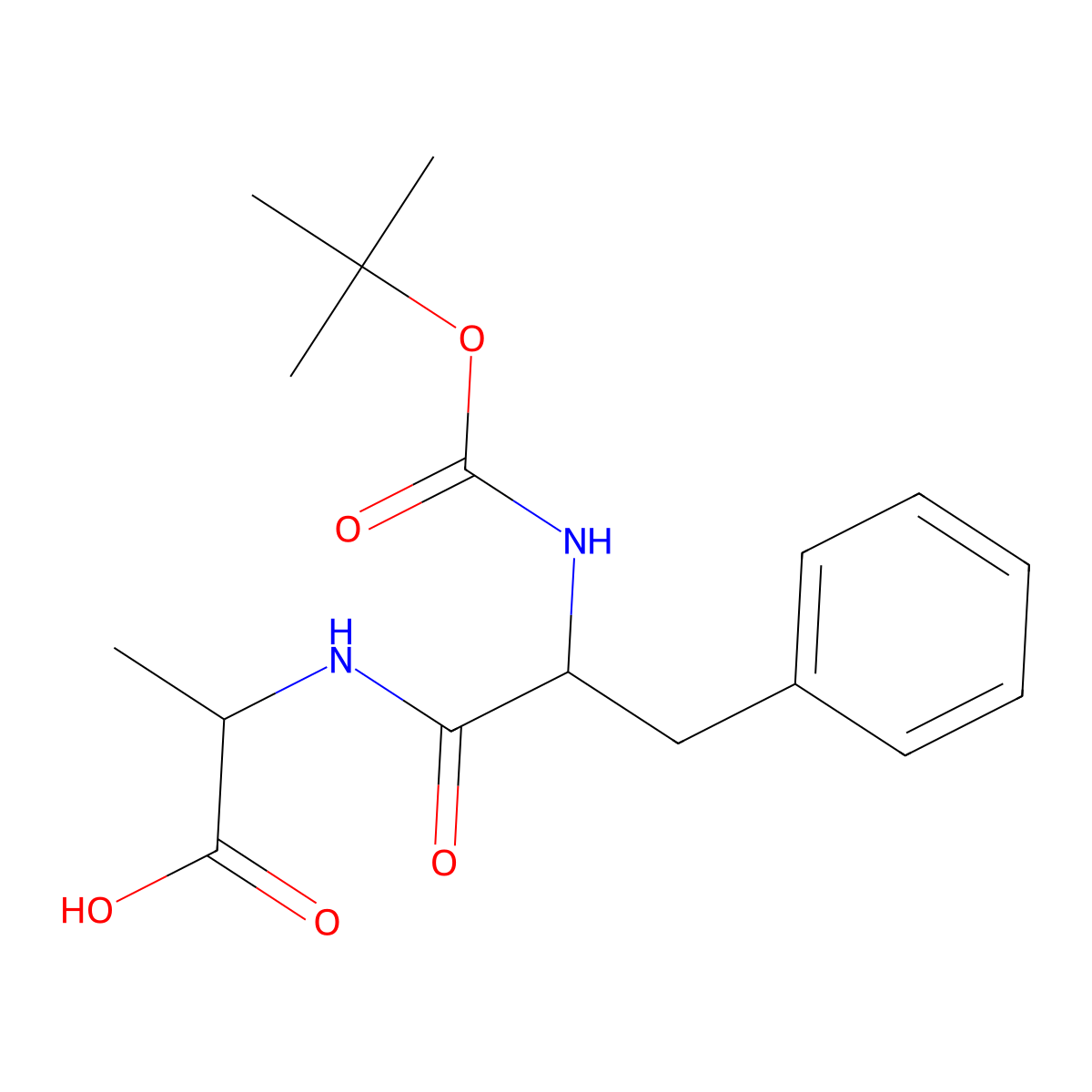 t-Butyloxycarbonylphenylalanylalanine molecular structure, CAS 55677-48-0