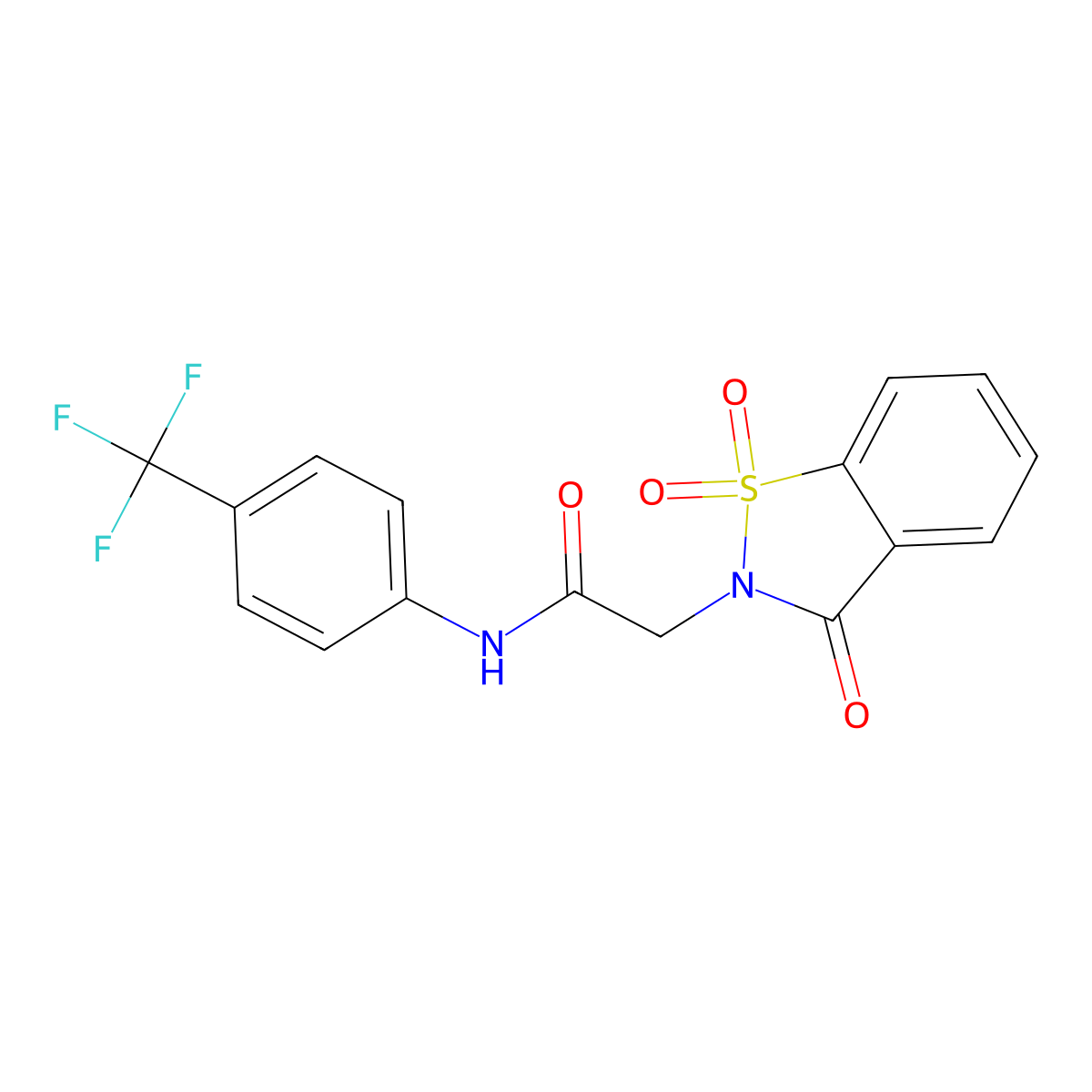 2-(1,1-dioxido-3-oxo-1,2-benzothiazol-2(3H)-yl)-N-[4-(trifluoromethyl)phenyl]acetamide molecular structure, CAS 556779-59-0