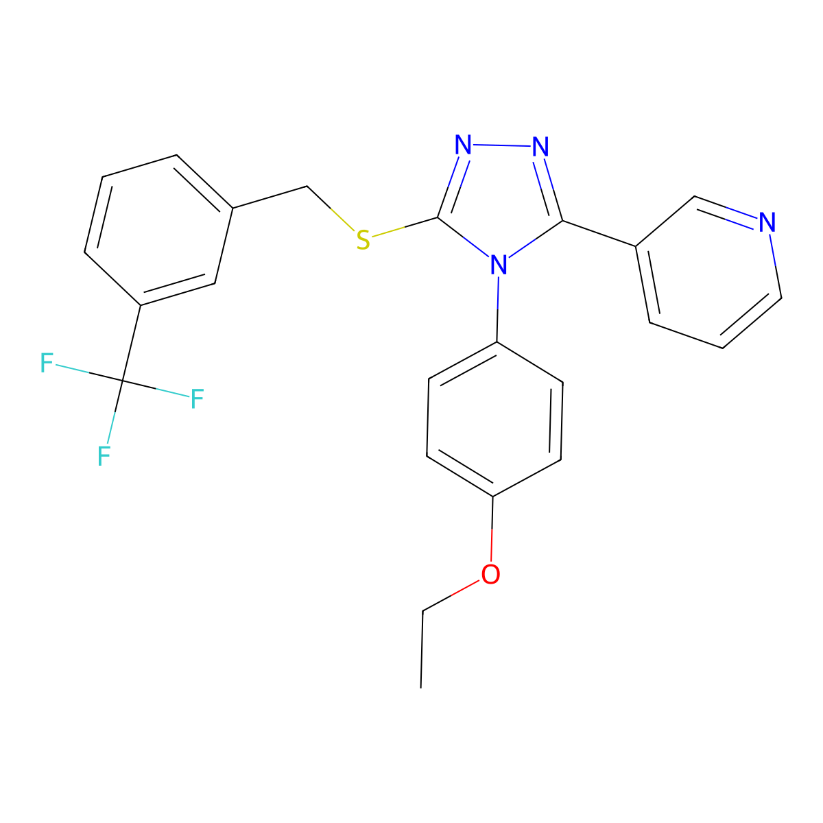3-[4-(4-ethoxyphenyl)-5-{[3-(trifluoromethyl)benzyl]sulfanyl}-4H-1,2,4-triazol-3-yl]pyridine molecular structure, CAS 556788-82-0