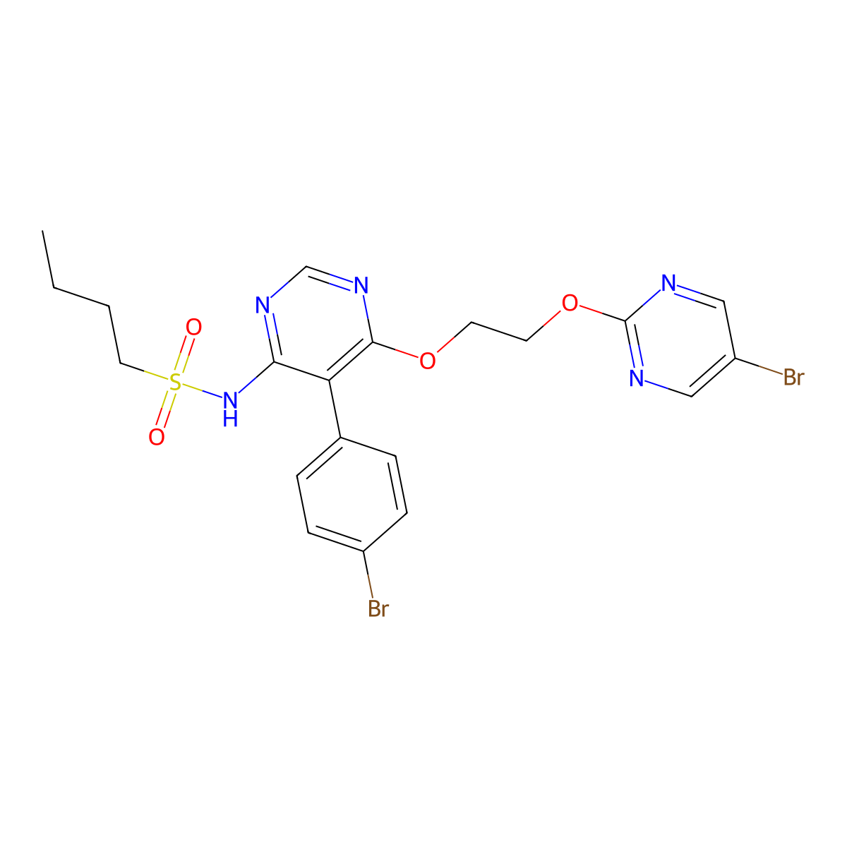 N-[5-(4-bromophenyl)-6-[2-(5-bromopyrimidin-2-yl)oxyethoxy]pyrimidin-4-yl]butane-1-sulfonamide molecular structure, CAS 556797-16-1