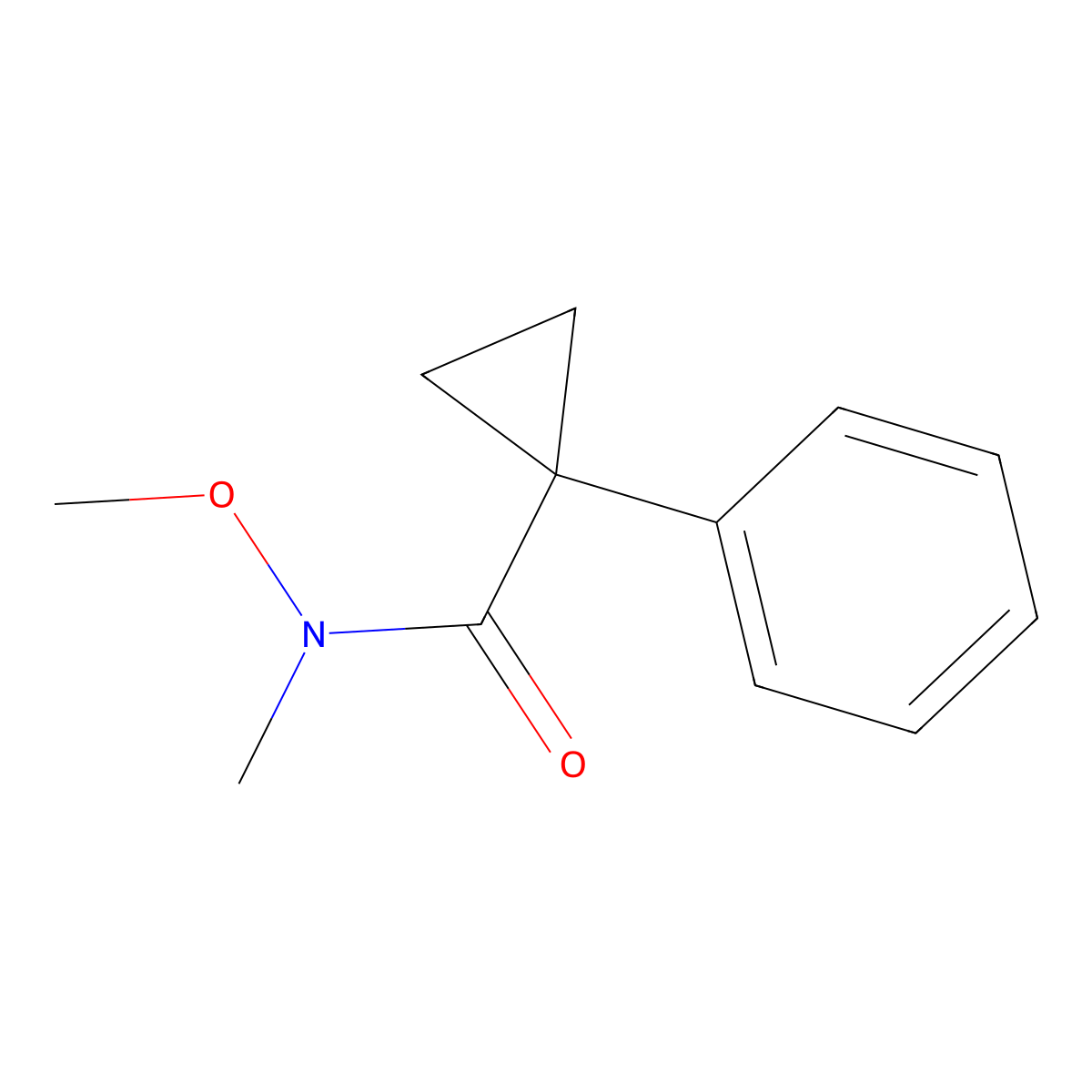 N-methoxy-N-methyl-1-phenylcyclopropane-1-carboxamide molecular structure, CAS 556799-29-2