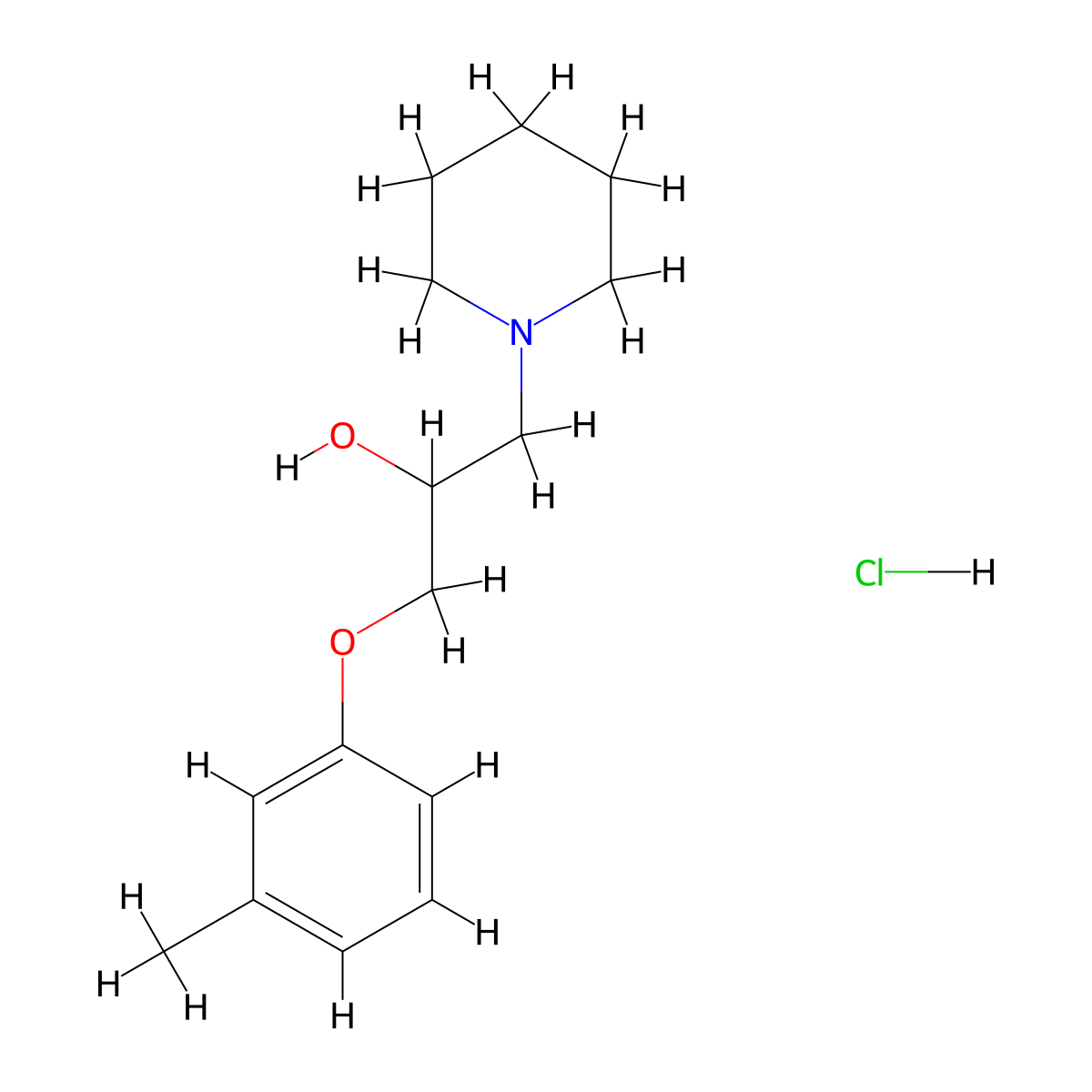 1-(Piperidin-1-yl)-3-(m-tolyloxy)propan-2-ol hydrochloride molecular structure, CAS 5568-48-9