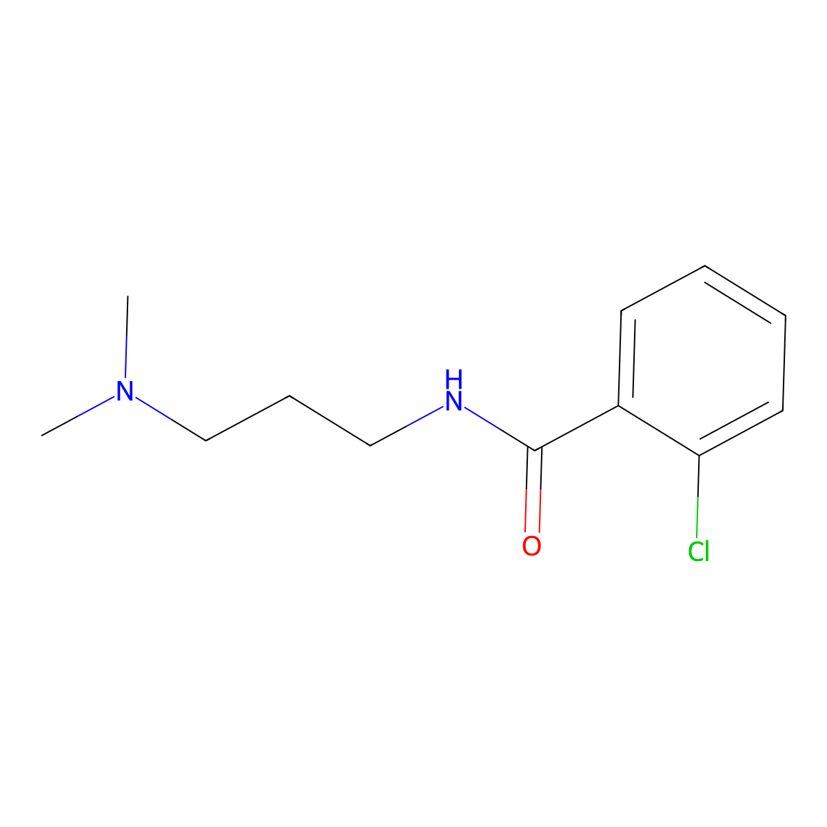 2-chloro-N-[3-(dimethylamino)propyl]benzamide molecular structure, CAS 5568-61-6