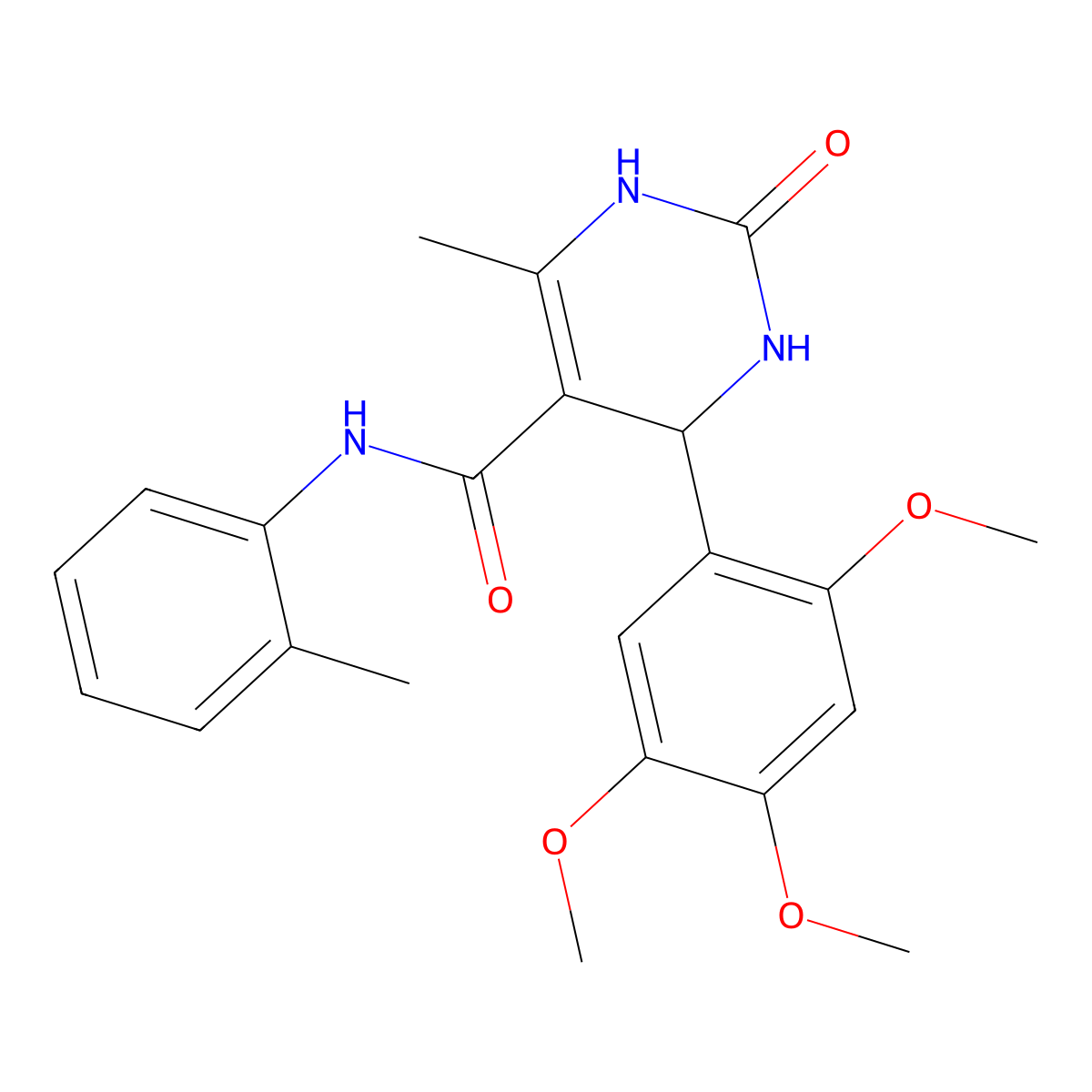 6-methyl-N-(2-methylphenyl)-2-oxo-4-(2,4,5-trimethoxyphenyl)-3,4-dihydro-1H-pyrimidine-5-carboxamide molecular structure, CAS 5568-82-1