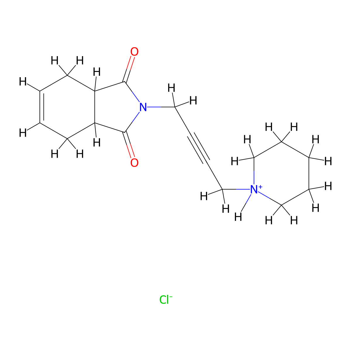 1H-Isoindole-1,3(2H)-dione, 3a,4,7,7a-tetrahydro-2-(4-(1-piperidinyl)-2-butynyl)-, monohydrochloride molecular structure, CAS 55680-90-5