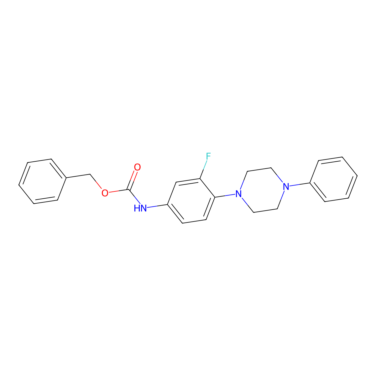 Benzyl (3-fluoro-4-(4-phenylpiperazin-1-yl)phenyl)carbamate molecular structure, CAS 556801-41-3