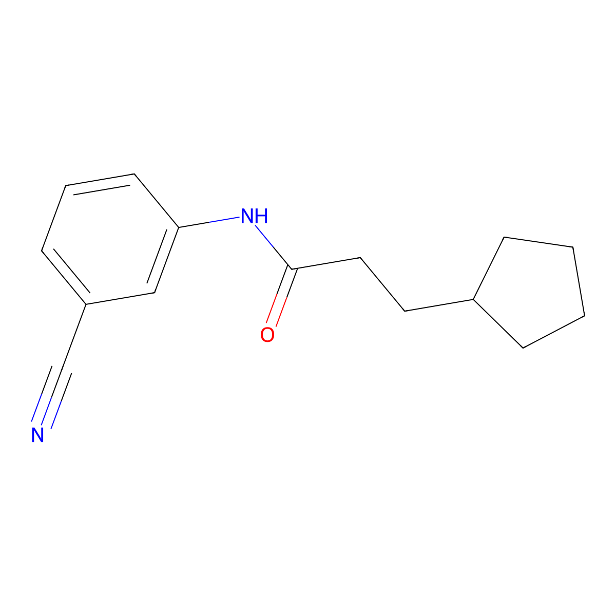 N-(3-cyanophenyl)-3-cyclopentylpropanamide molecular structure, CAS 556805-44-8