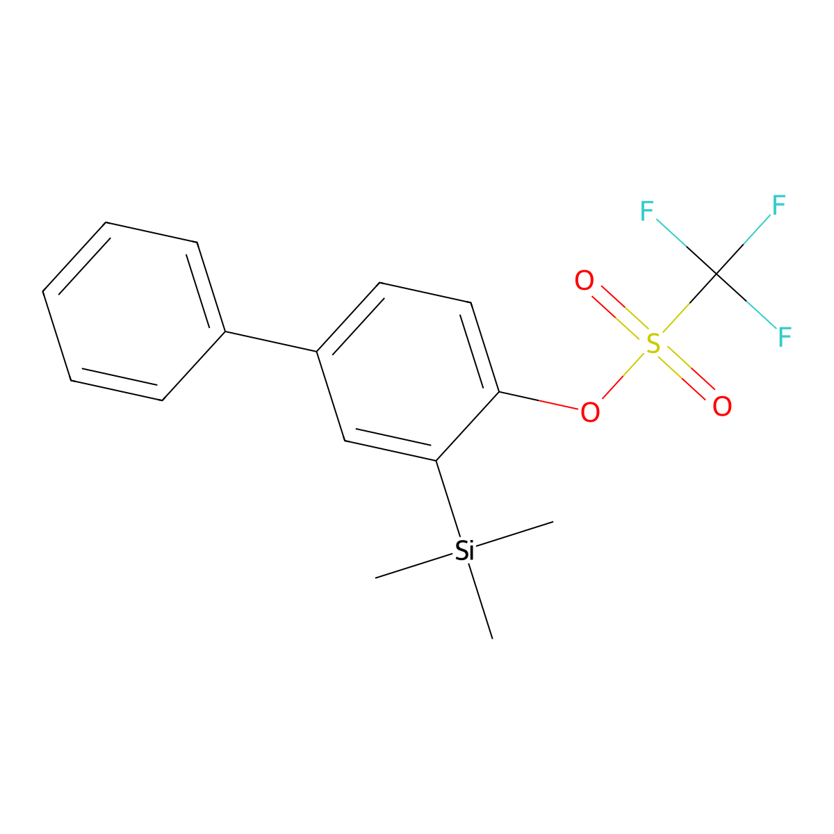 Methanesulfonic acid, trifluoro-, 3-(trimethylsilyl)[1,1'-biphenyl]-4-yl ester molecular structure, CAS 556812-42-1
