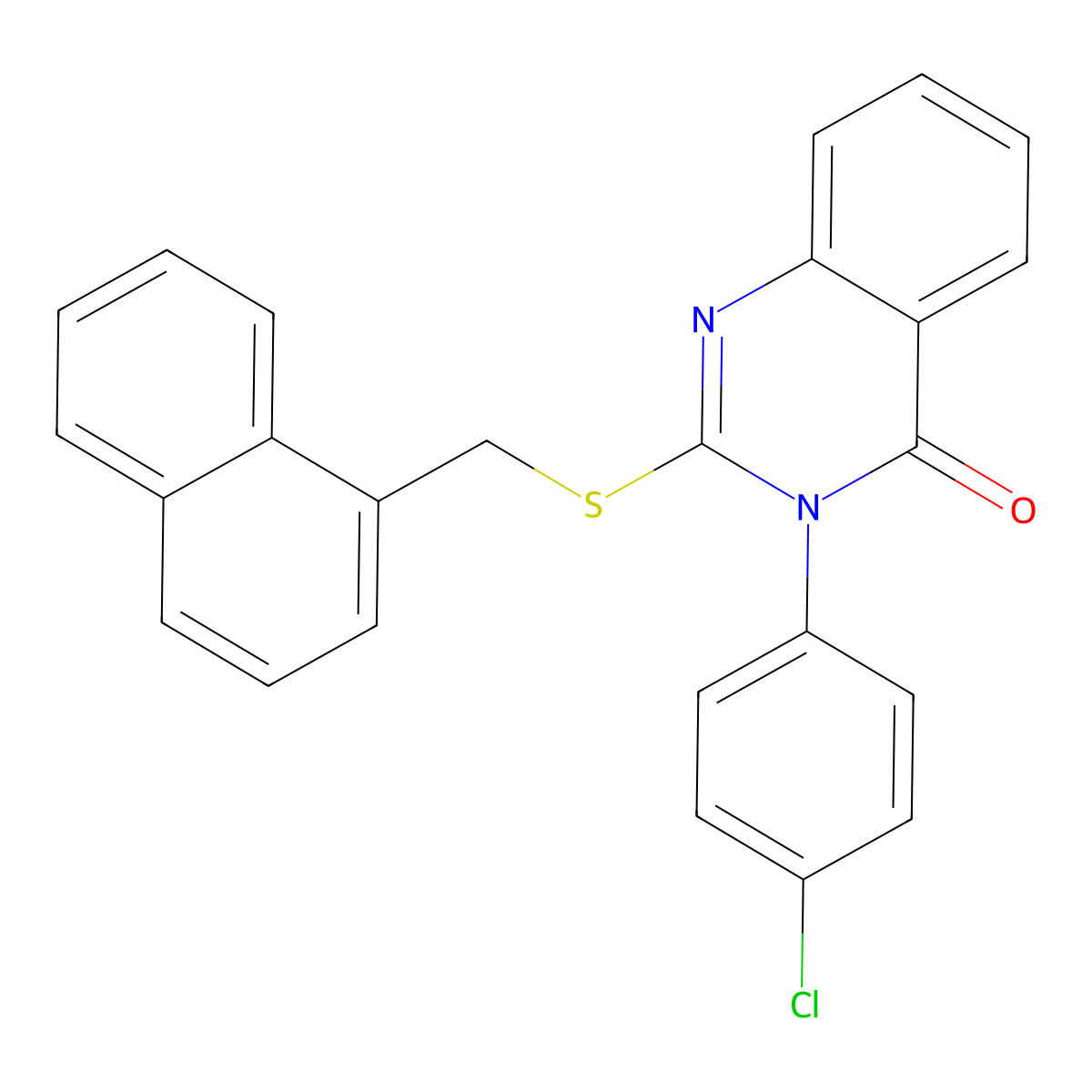 3-(4-Chlorophenyl)-2-((1-naphthylmethyl)thio)-4(3H)-quinazolinone molecular structure, CAS 556821-36-4