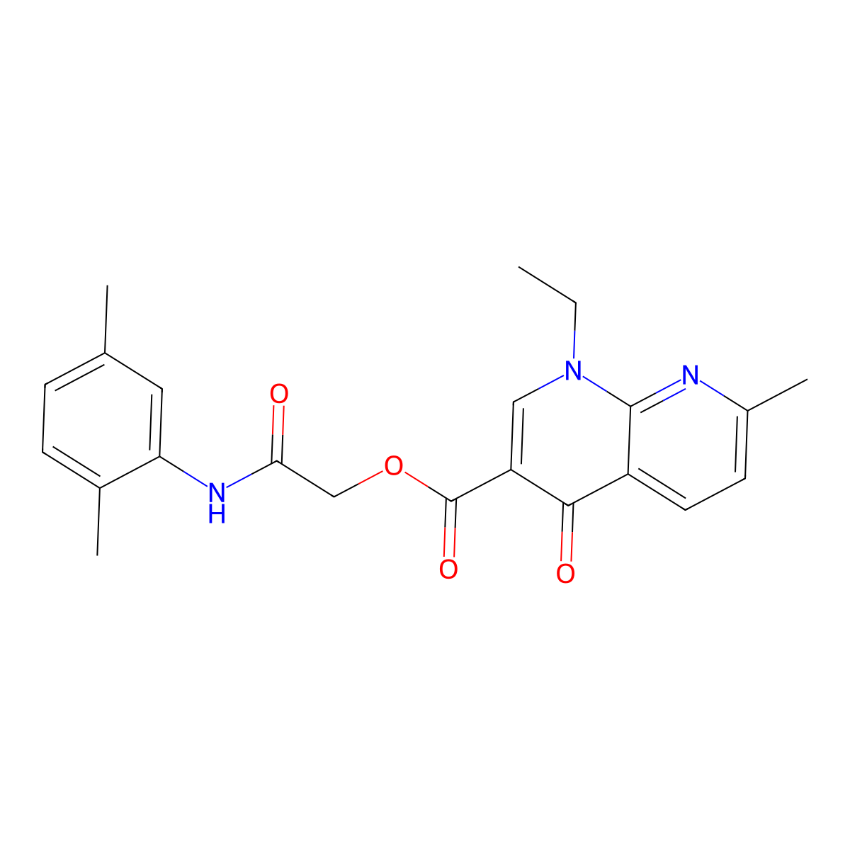 [(2,5-Dimethylphenyl)carbamoyl]methyl 1-ethyl-7-methyl-4-oxo-1,4-dihydro-1,8-naphthyridine-3-carboxylate molecular structure, CAS 556828-60-5