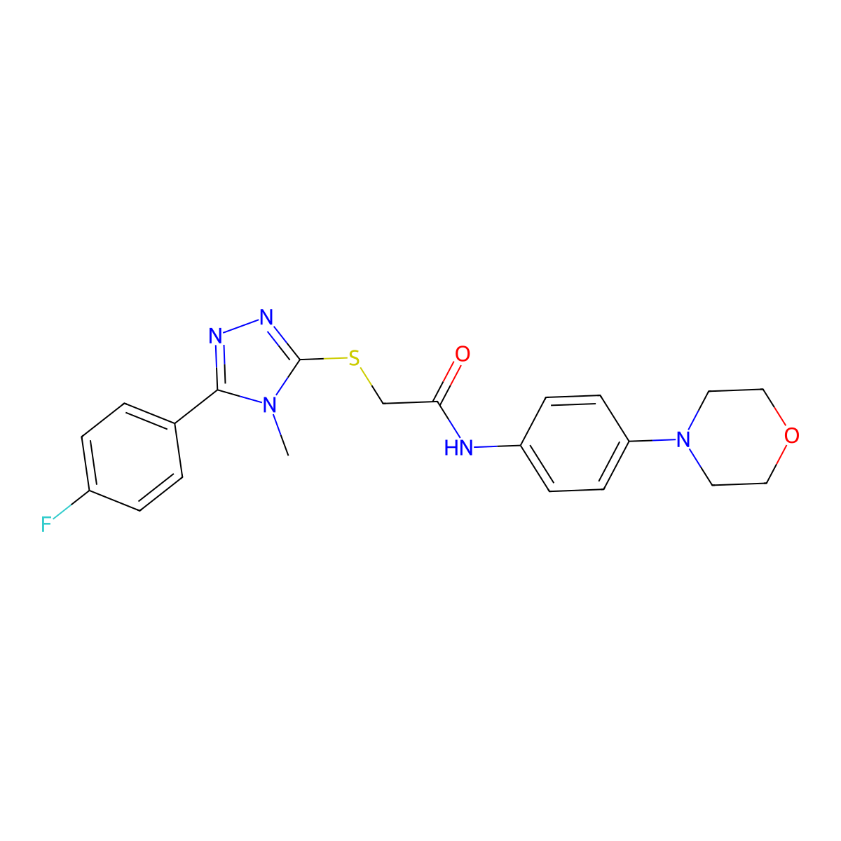 2-[[5-(4-fluorophenyl)-4-methyl-1,2,4-triazol-3-yl]sulfanyl]-N-(4-morpholin-4-ylphenyl)acetamide molecular structure, CAS 556831-91-5