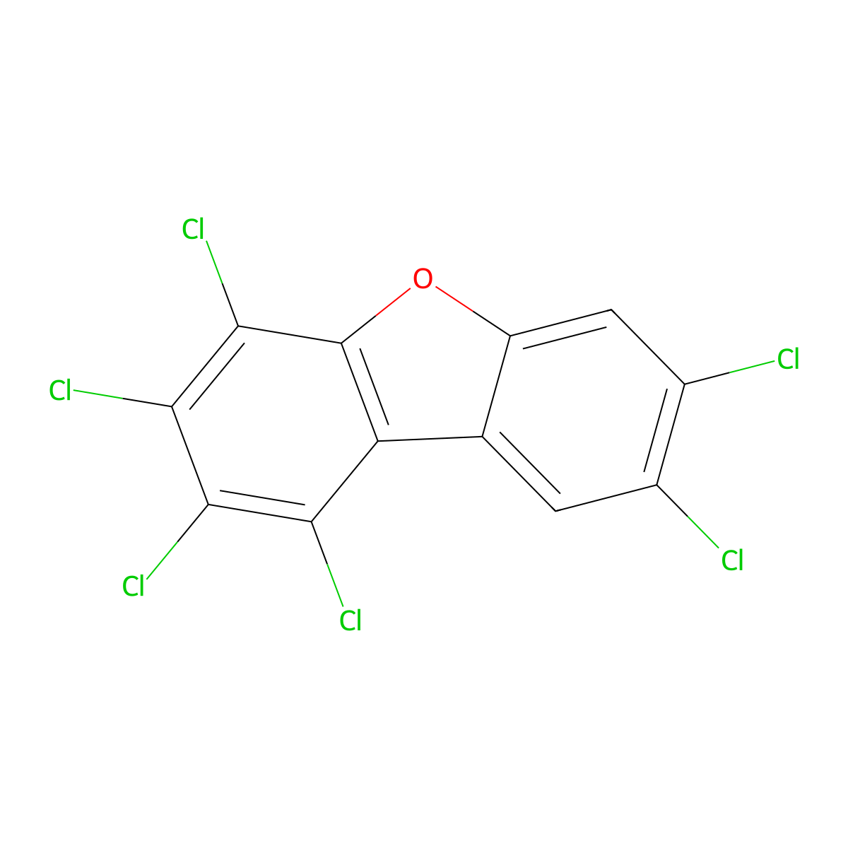 1,2,3,4,7,8-Hexachlorodibenzofuran molecular structure, CAS 55684-94-1