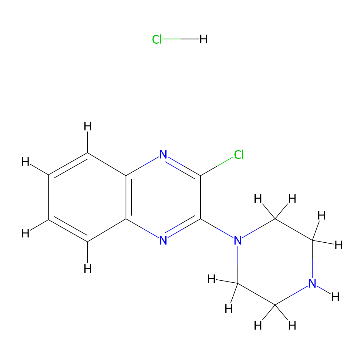 2-Chloro-3-(piperazin-1-yl)quinoxaline hydrochloride molecular structure, CAS 55686-36-7