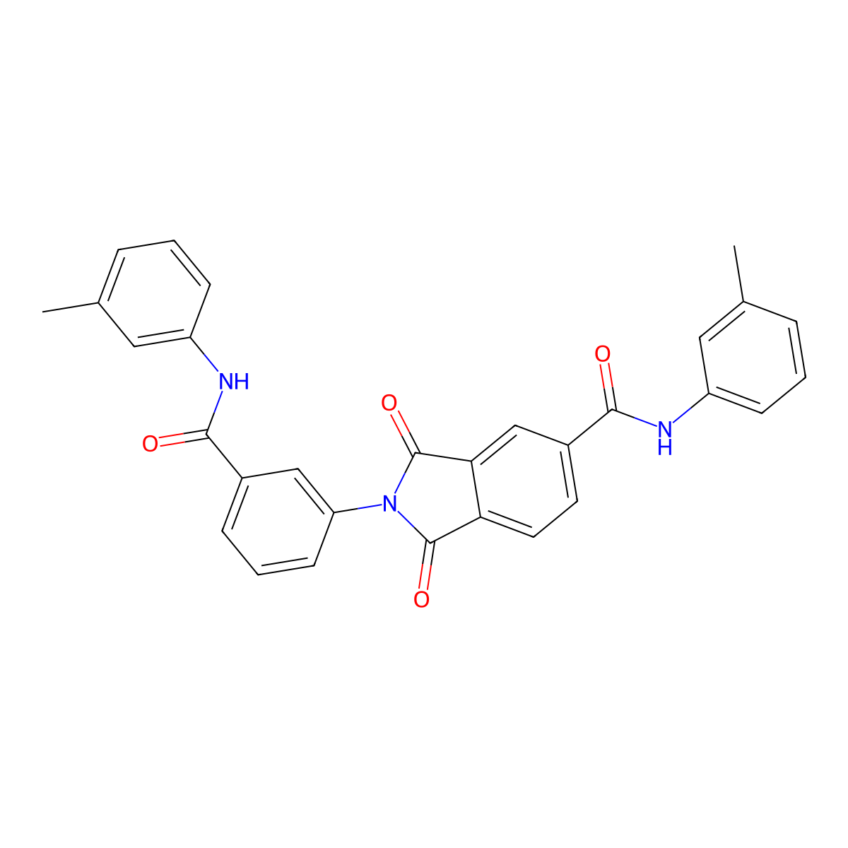 N-(3-methylphenyl)-2-{3-[(3-methylphenyl)carbamoyl]phenyl}-1,3-dioxo-2,3-dihydro-1H-isoindole-5-carboxamide molecular structure, CAS 5569-06-2