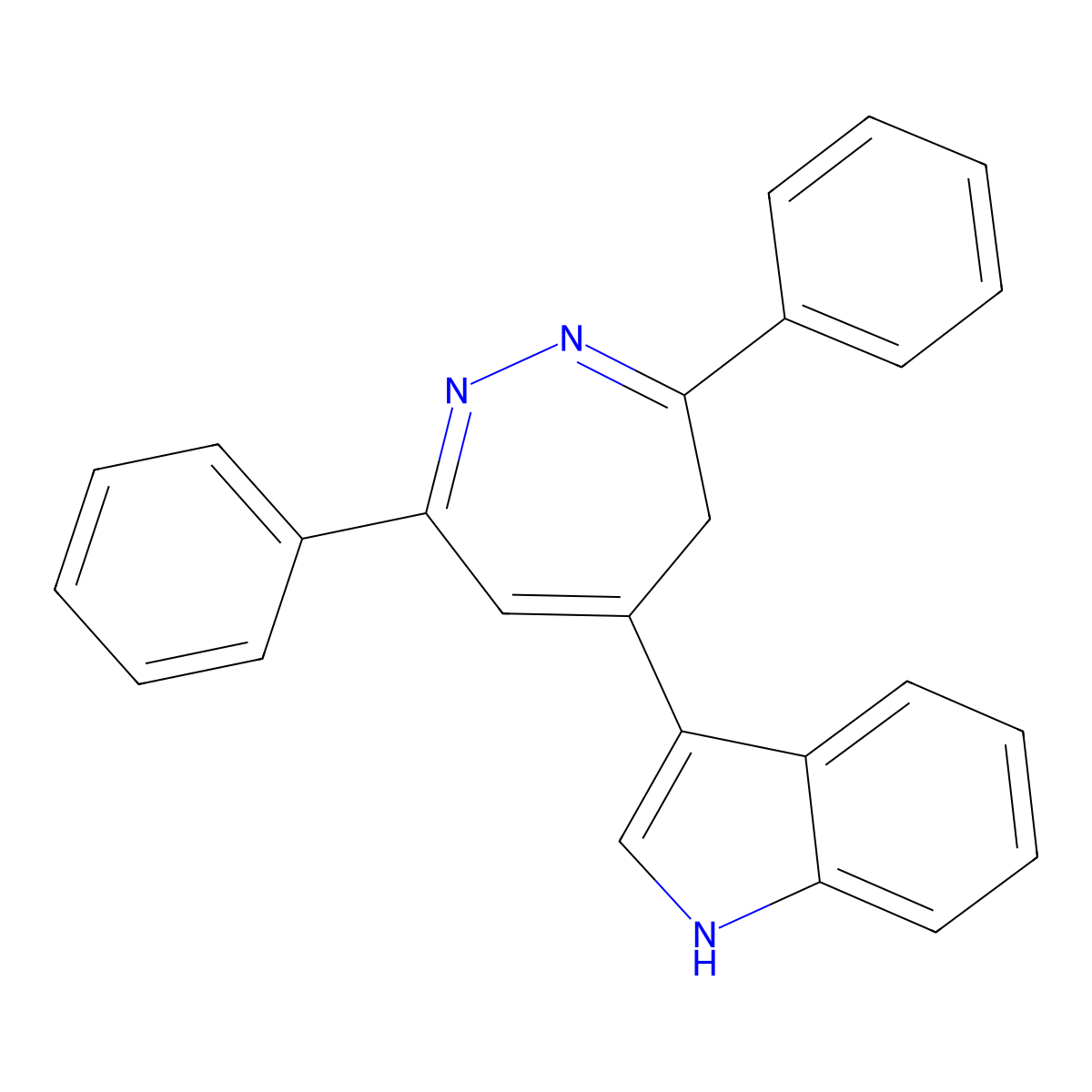 3-(3,7-diphenyl-4H-1,2-diazepin-5-yl)-1H-indole molecular structure, CAS 5569-49-3