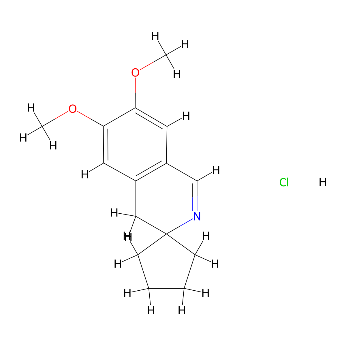 6,7-dimethoxyspiro[4H-isoquinoline-3,1'-cyclopentane];hydrochloride molecular structure, CAS 5569-71-1