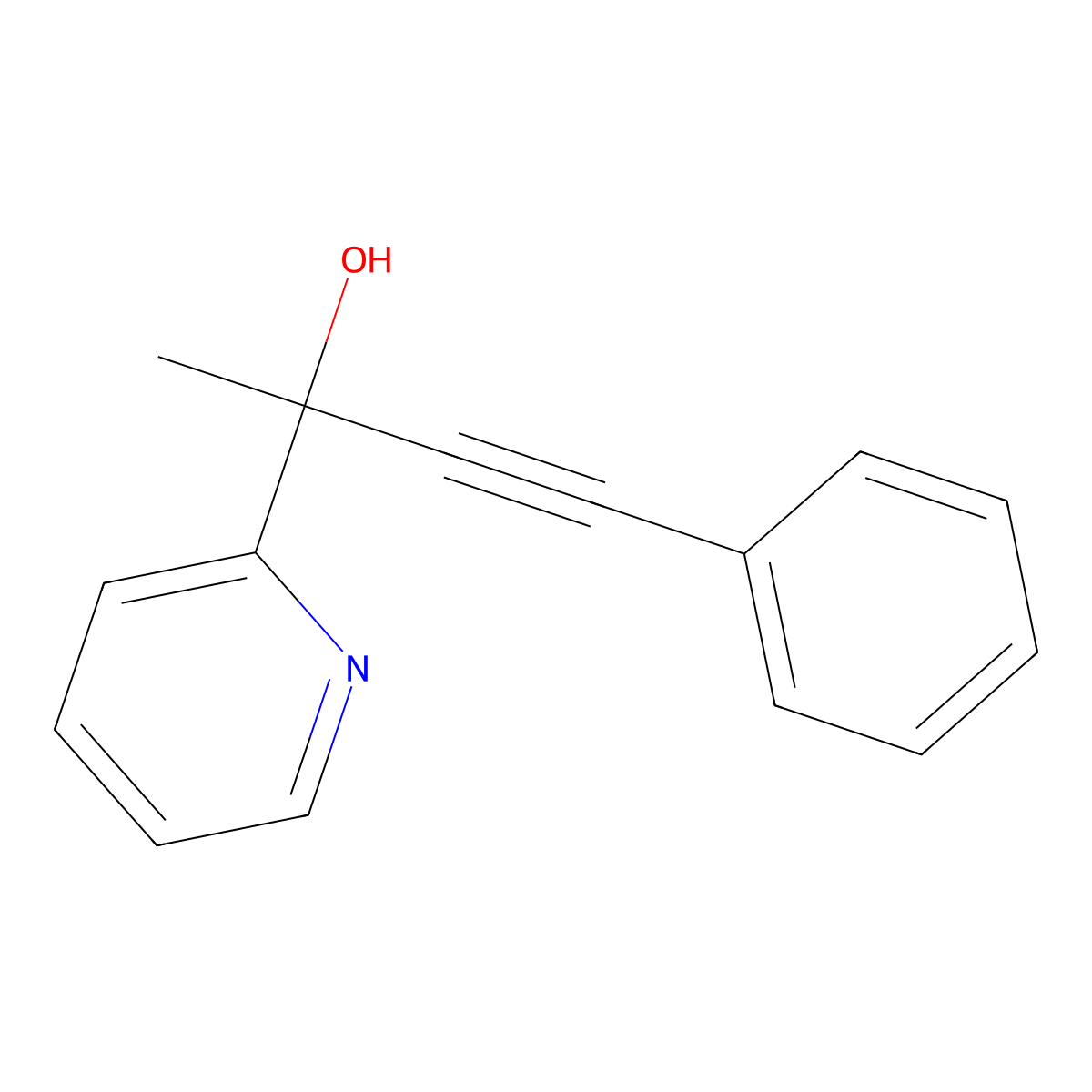 alpha-Methyl-alpha-(2-phenylethynyl)-2-pyridinemethanol molecular structure, CAS 55690-01-2