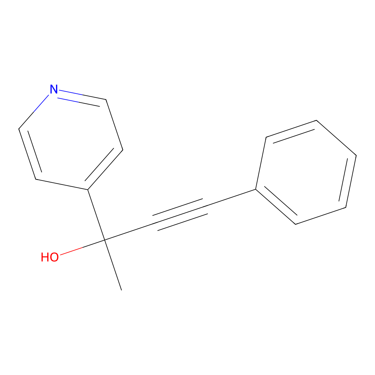 4-Pyridinemethanol, alpha-methyl-alpha-(phenylethynyl)- molecular structure, CAS 55690-10-3