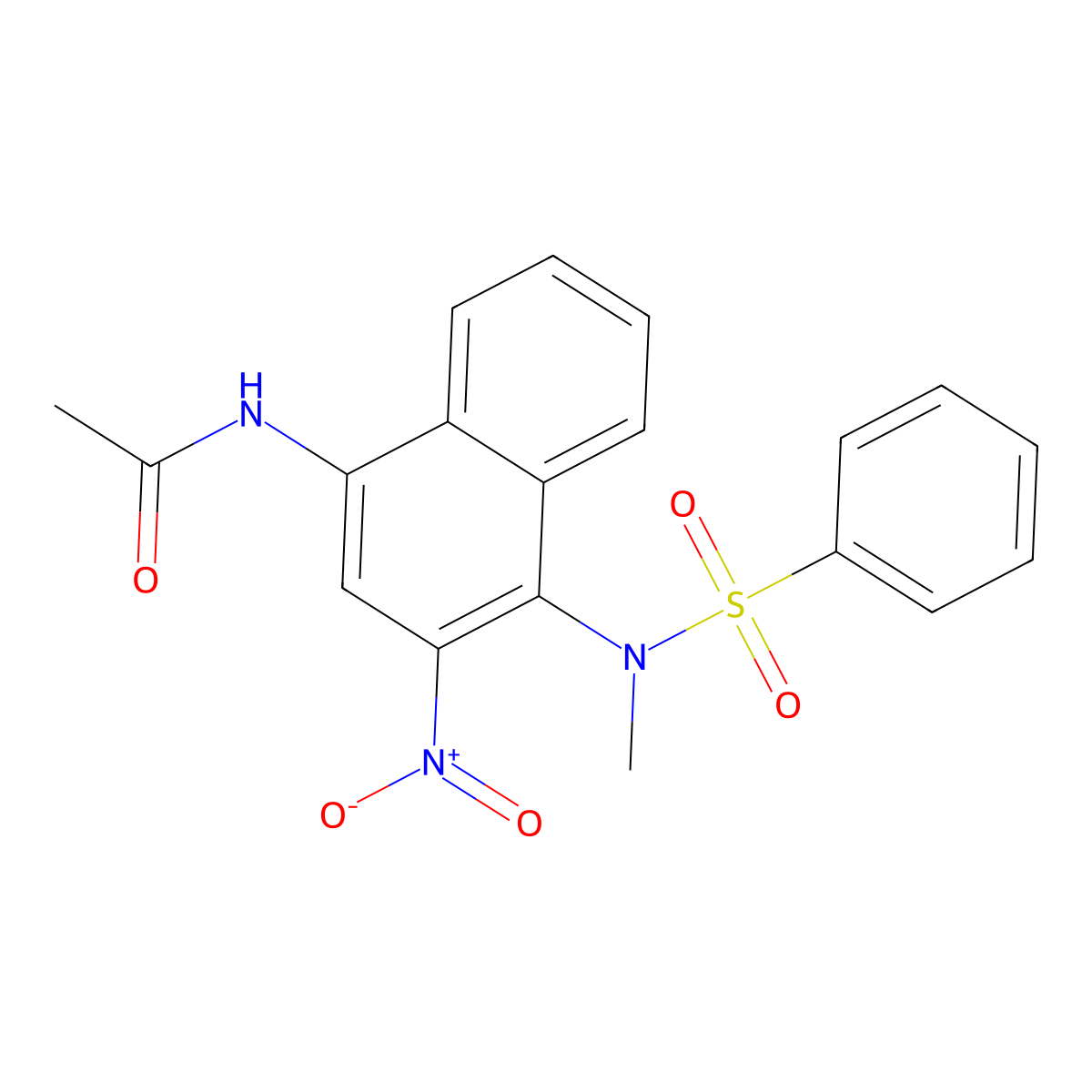 N-(4-(Benzenesulfonyl-methyl-amino)-3-nitro-naphthalen-1-YL)-acetamide molecular structure, CAS 55691-91-3