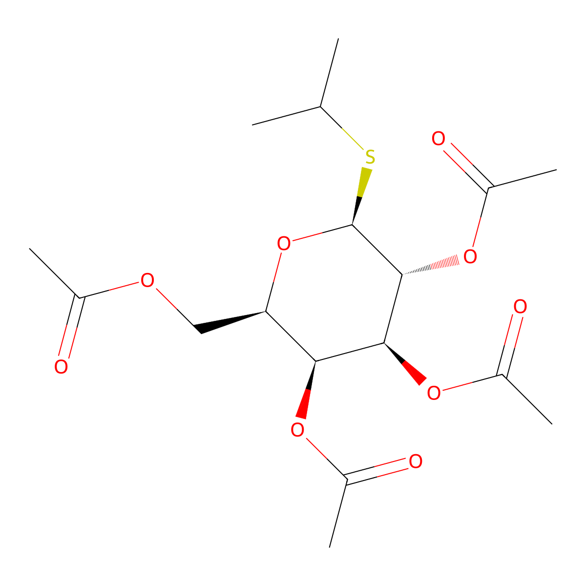 (2R,3S,4S,5R,6S)-2-(acetoxymethyl)-6-(isopropylthio)tetrahydro-2H-pyran-3,4,5-triyl triacetate molecular structure, CAS 55692-87-0