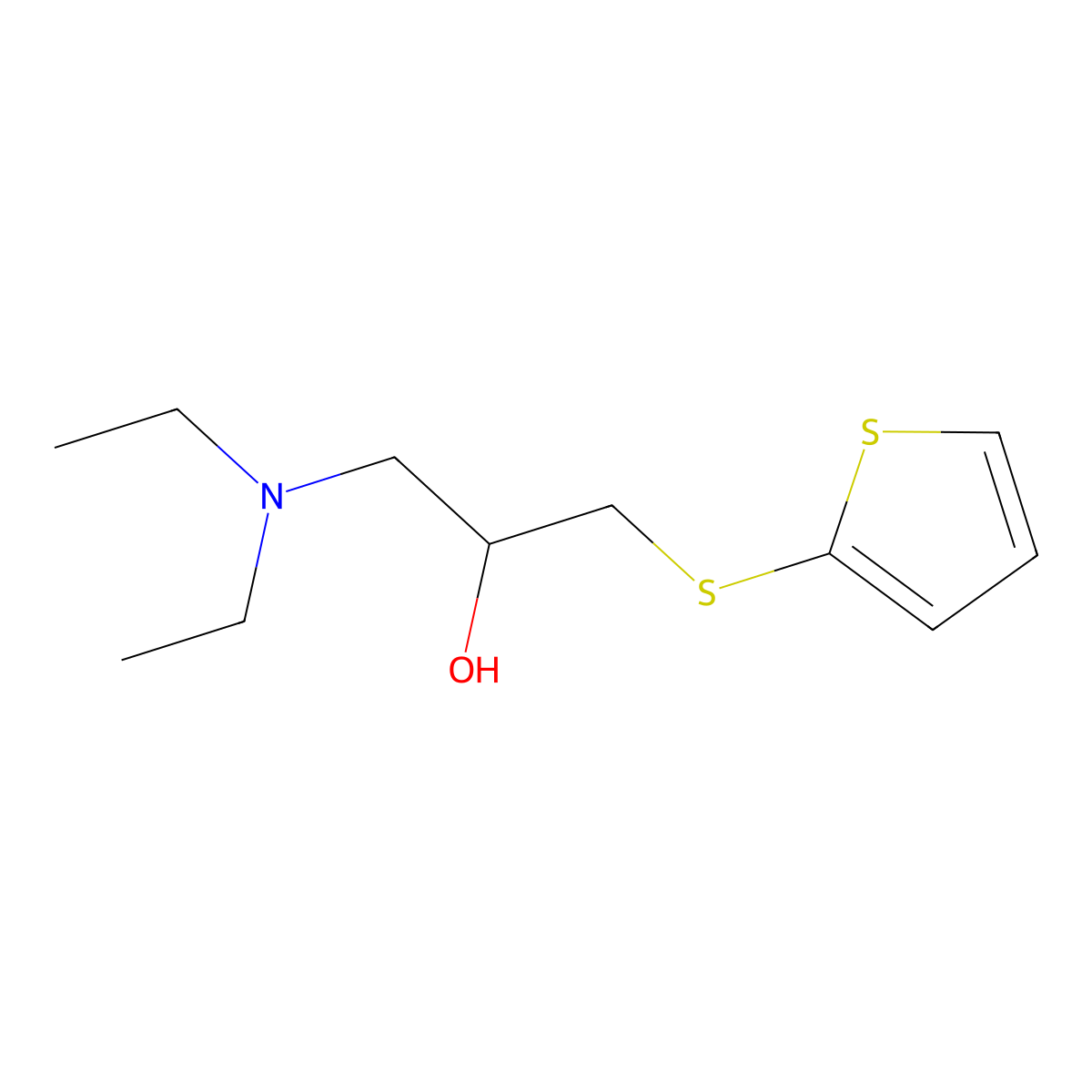 2-Propanol, 1-(diethylamino)-3-(2-thienylthio)- molecular structure, CAS 55697-89-7