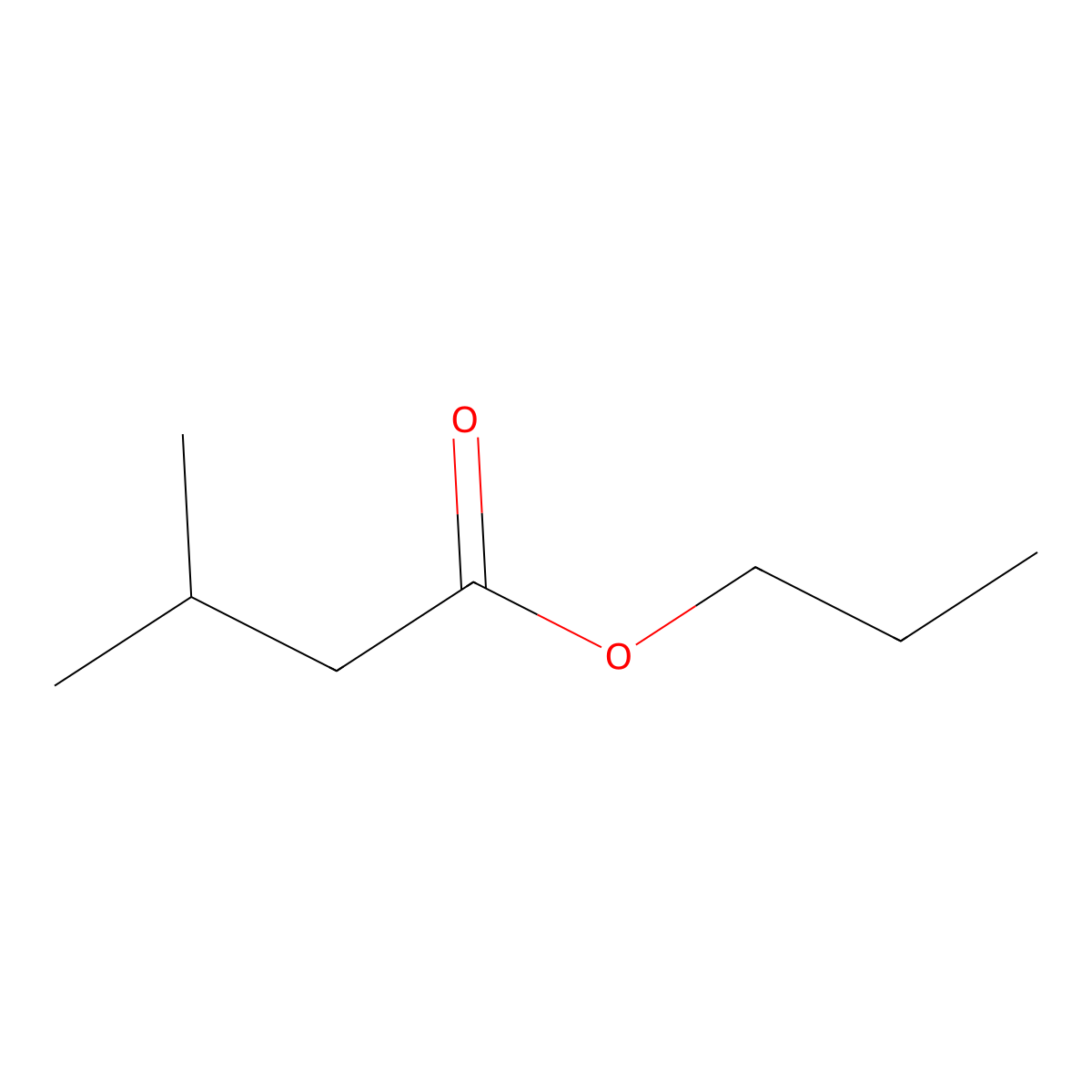 Propyl isovalerate molecular structure, CAS 557-00-6