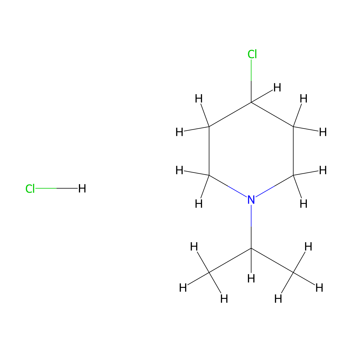 4-Chloro-1-(propan-2-yl)piperidine hydrochloride molecular structure, CAS 5570-79-6