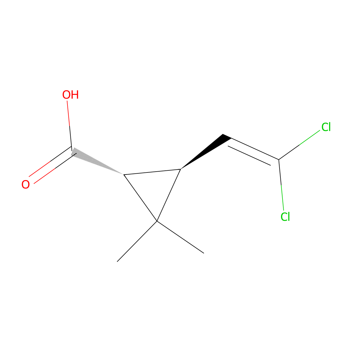 (1R,3S)-3-(2,2-Dichloroethenyl)-2,2-dimethylcyclopropanecarboxylic acid molecular structure, CAS 55701-03-6