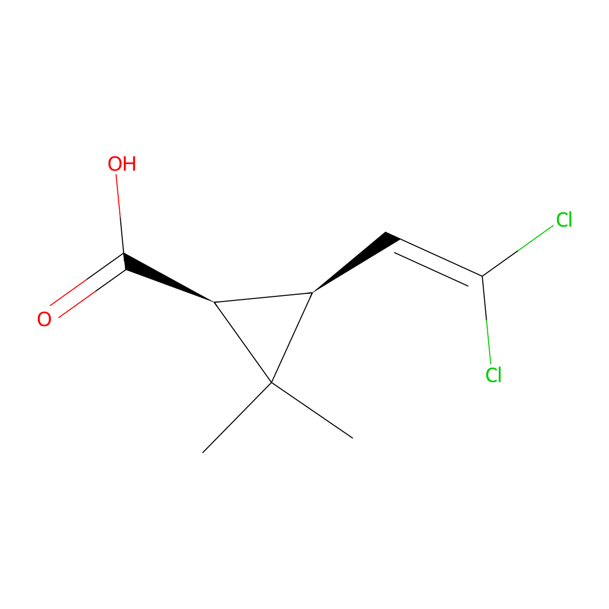 Cis-3-(2,2-dichlorovinyl)-2,2-dimethylcyclopropane carboxylic acid molecular structure, CAS 55701-08-1