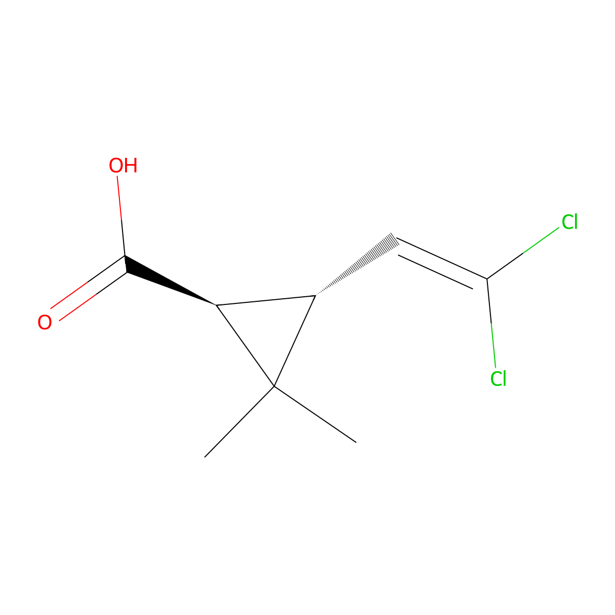 Trans-3-(2,2-dichlorovinyl)-2,2-dimethylcyclopropane carboxylic acid molecular structure, CAS 55701-09-2